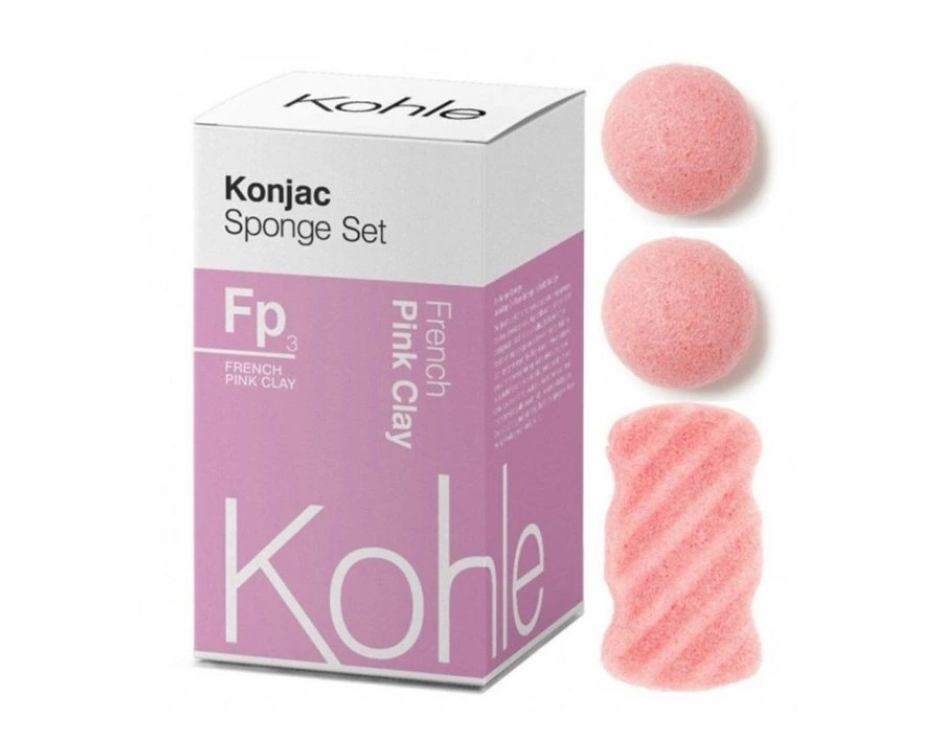 Kohle Konjac houbičky - dárková sada růžový jíl